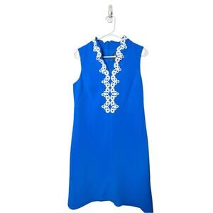 Vince Camuto Women's Sleeveless Zipper Back Blue & White  Accents  Dress Sz 8